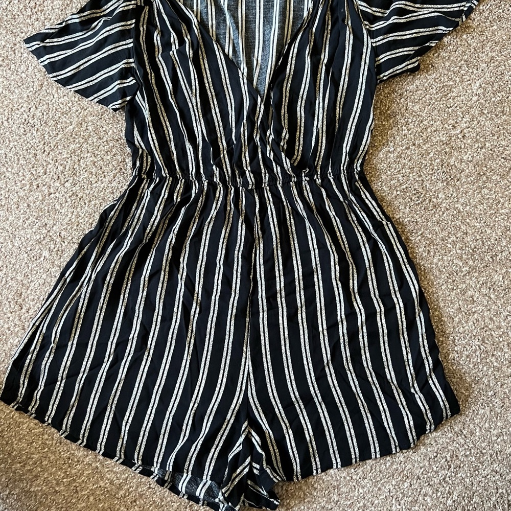 Women’s black & white striped romper